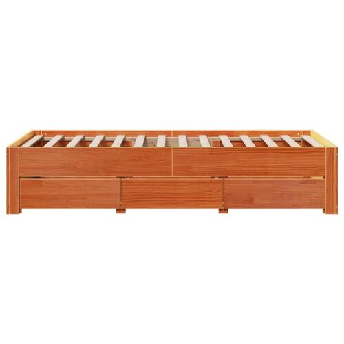 Sengeramme m. skuffer 90x200 cm uden madras massivt fyr brun