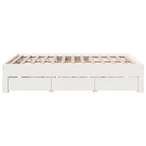 Sengeramme m. skuffer 140x190 cm uden madras massivt fyr hvid