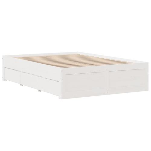 Sengeramme m. skuffer 140x190 cm uden madras massivt fyr hvid