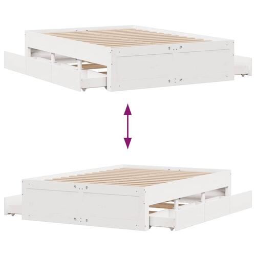 Sengeramme m. skuffer 140x190 cm uden madras massivt fyr hvid