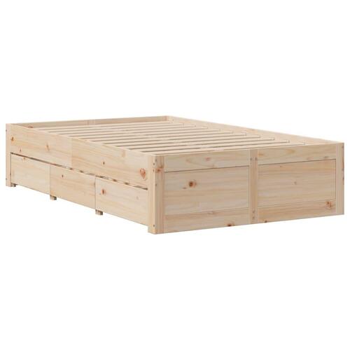 Sengeramme uden madras med skuffer 120x190 cm massivt fyrretræ
