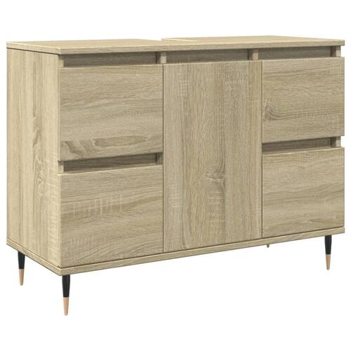 Badeværelsesskab 80x33x60 cm konstrueret træ sonoma-eg