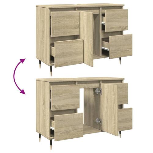Badeværelsesskab 80x33x60 cm konstrueret træ sonoma-eg