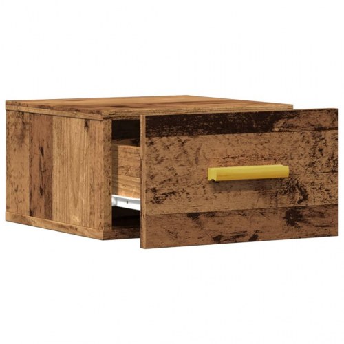 Væghængt sengebord 35×35×20 cm - antikt trælook
