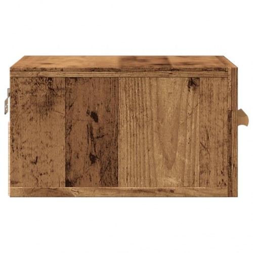 Væghængt sengebord 35×35×20 cm - antikt trælook