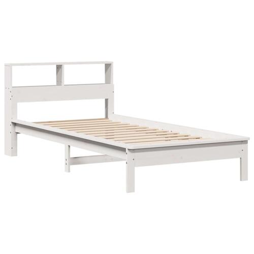 Seng med reol uden madras 100x200 cm massivt fyrretræ hvid