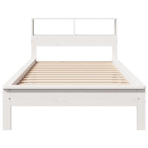 Seng med reol uden madras 100x200 cm massivt fyrretræ hvid