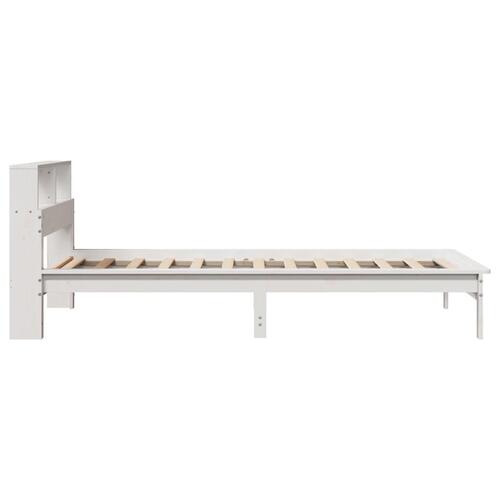 Seng med reol uden madras 100x200 cm massivt fyrretræ hvid