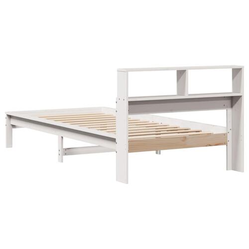 Seng med reol uden madras 100x200 cm massivt fyrretræ hvid