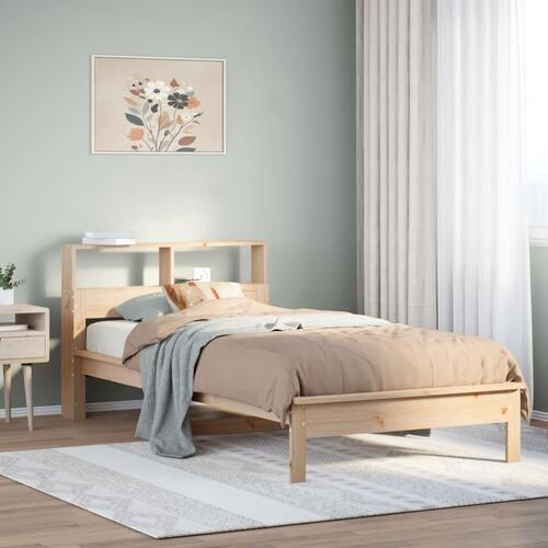 Seng med reol uden madras 90x190 cm massivt fyrretræ