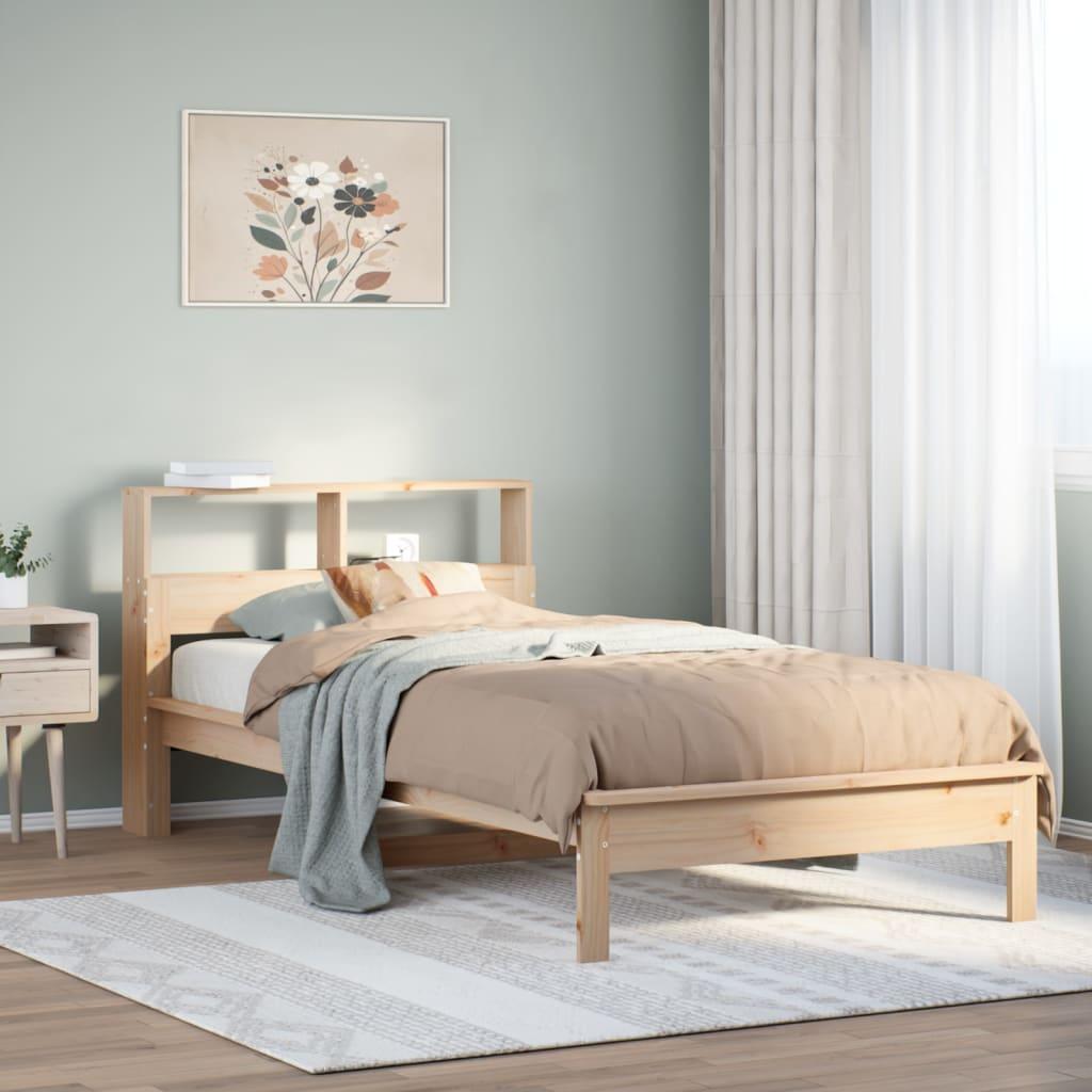 Seng med reol uden madras 90x190 cm massivt fyrretræ