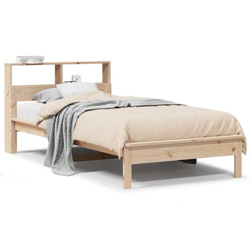 Seng med reol uden madras 90x190 cm massivt fyrretræ