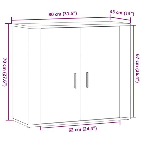 Skænk 80x33x70 cm konstrueret træ gammelt træ-look