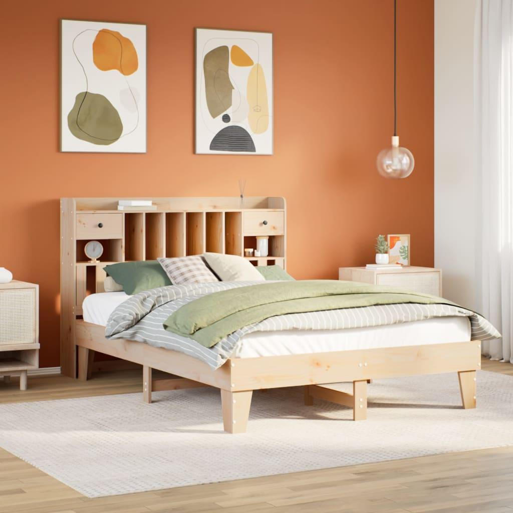 Sengeramme 140x200 cm i massivt fyr med opbevaring - uden madras billede