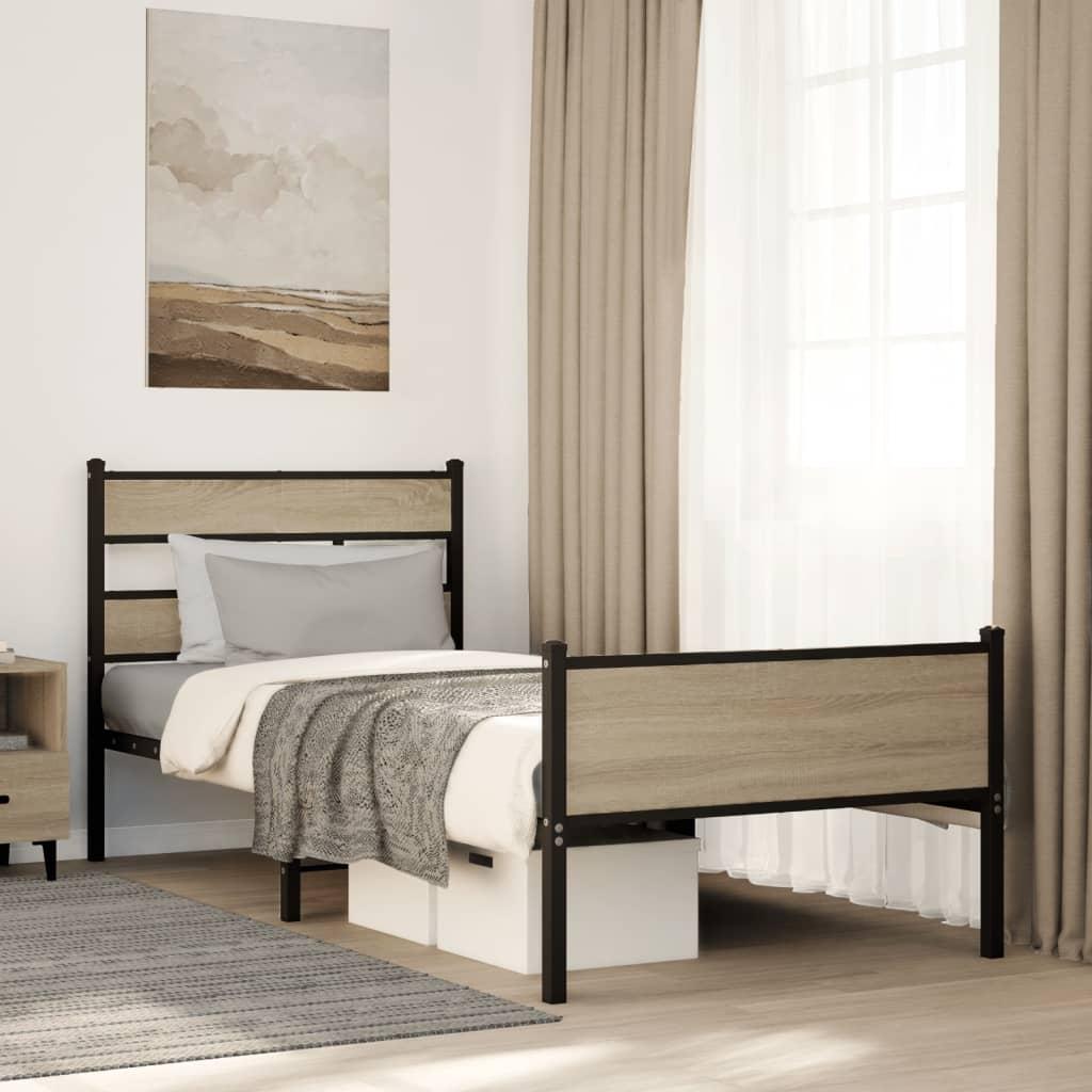 Sengeramme 80x200 cm i stål og sonoma-eg - uden madras billede