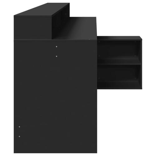 Skrivebord med LED-lys 200x104x91 cm konstrueret træ sort