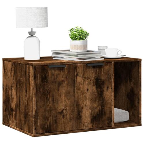Toiletskjuler kattebakke 80x50x45 cm konstrueret træ røget eg