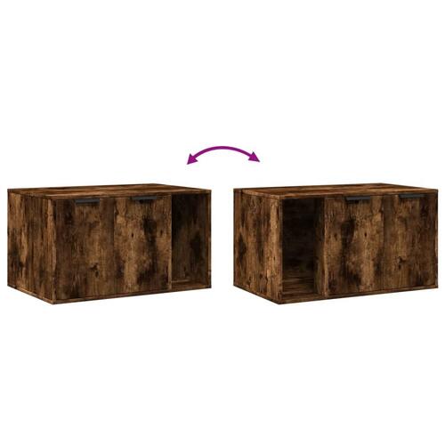 Toiletskjuler kattebakke 80x50x45 cm konstrueret træ røget eg