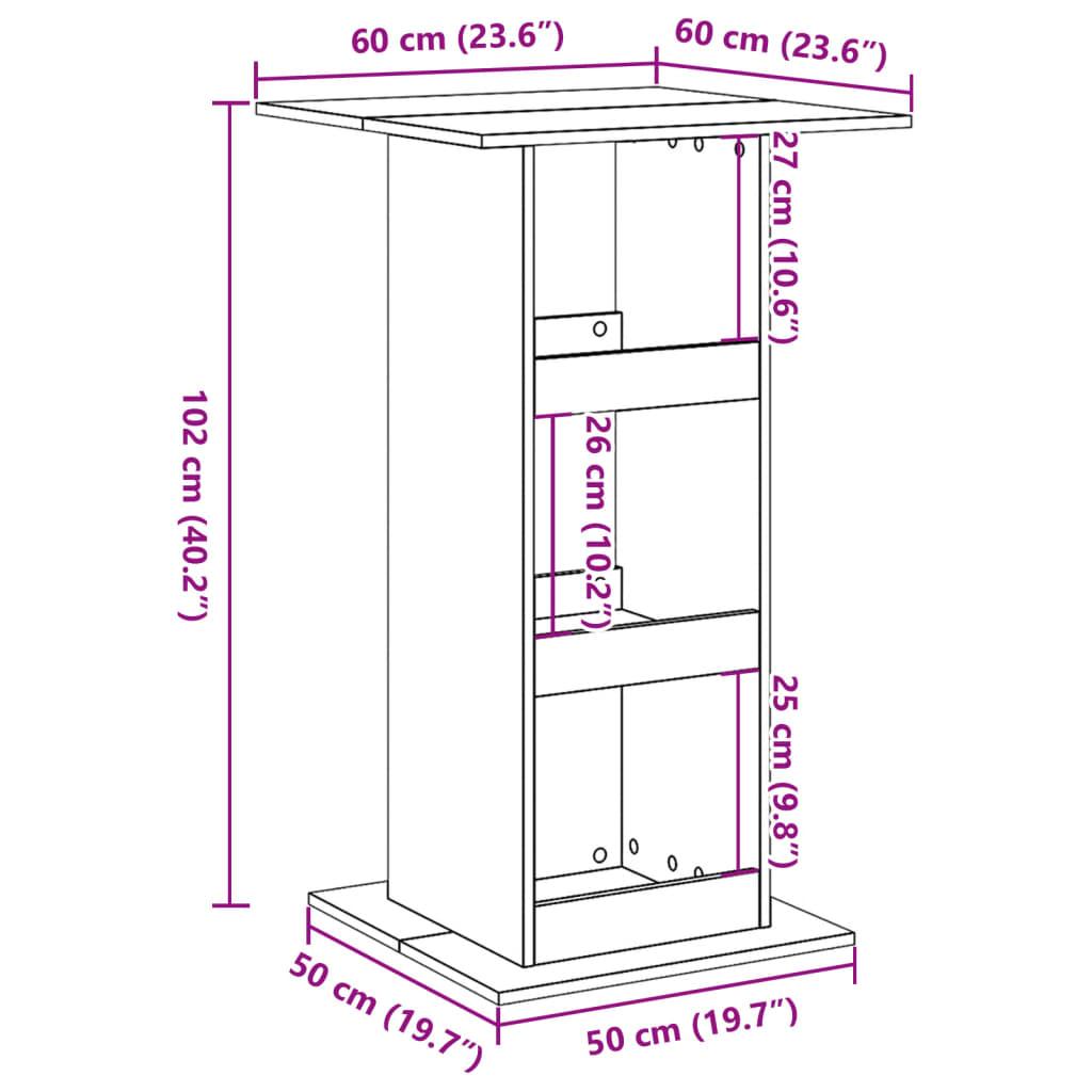 Barbord med opbevaring 60x60x102 cm konstrueret træ egetræslook
