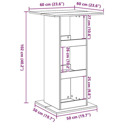Barbord med opbevaring 60x60x102 cm konstrueret træ brunt eg
