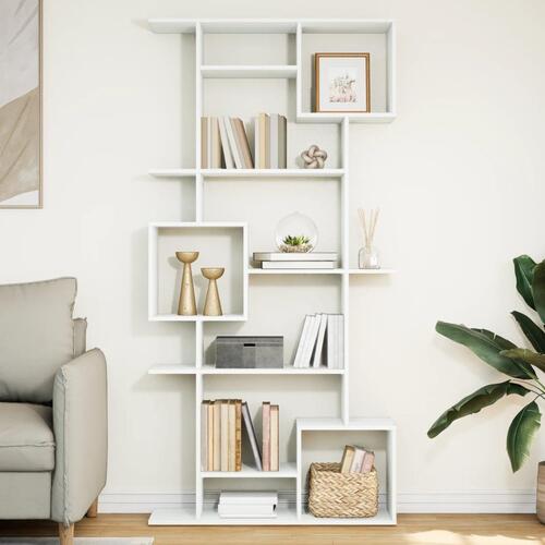 Bogreol 92x29x188 cm konstrueret træ hvid