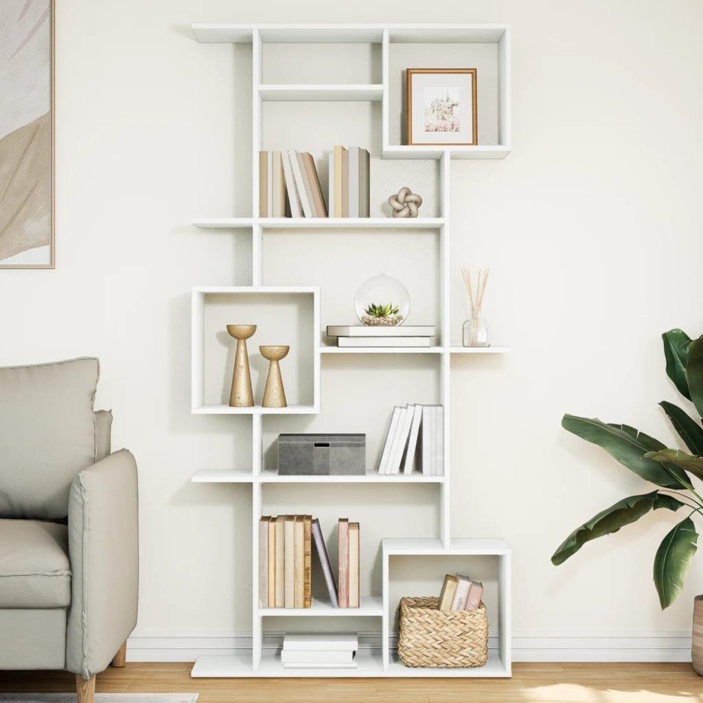 Bogreol 92x29x188 cm konstrueret træ hvid