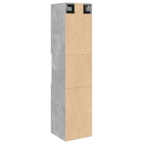 Badeværelsesskab 30x30x130 cm væghængt konstrueret træ betongrå