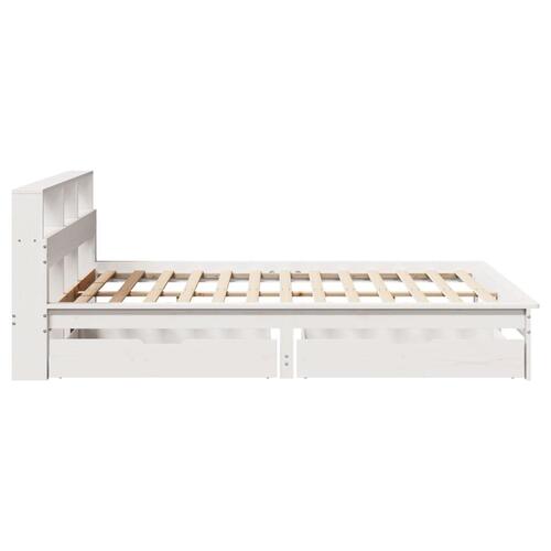 Seng med reol uden madras 150x200 cm massivt fyrretræ hvid