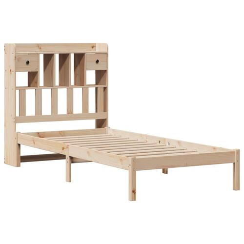 Seng med reol uden madras 100x200 cm massivt fyrretræ