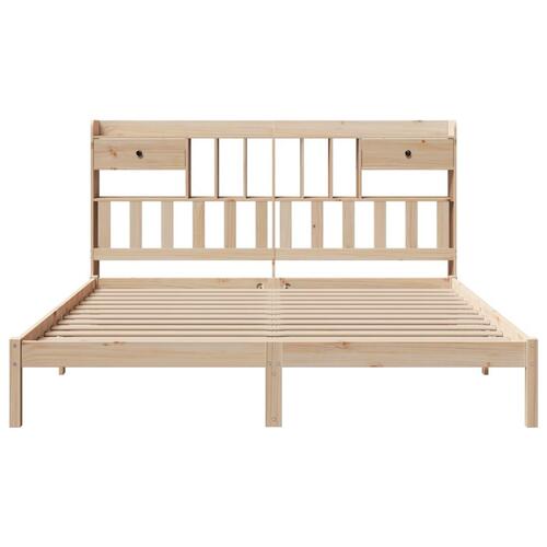 Seng med reol uden madras 200x200 cm massivt fyrretræ