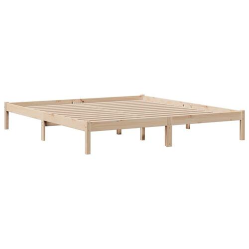 Seng med reol uden madras 200x200 cm massivt fyrretræ