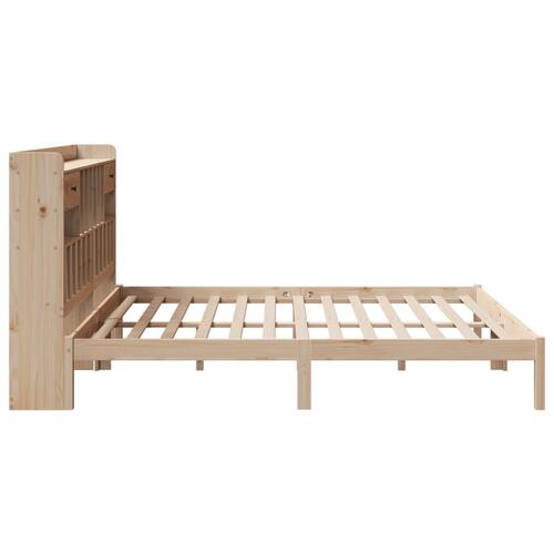 Seng med reol uden madras 200x200 cm massivt fyrretræ
