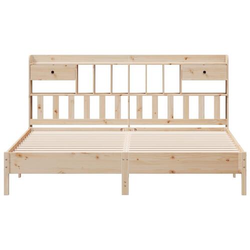 Seng med reol uden madras 200x200 cm massivt fyrretræ