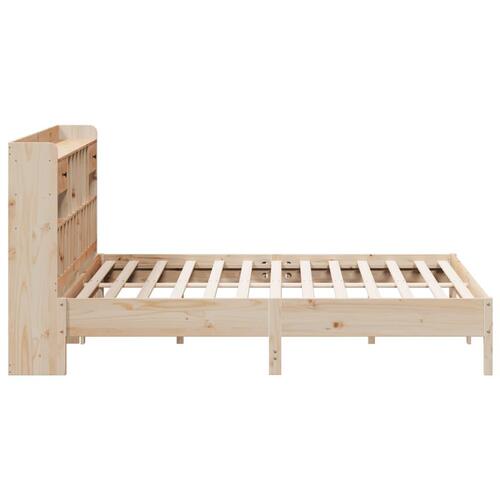 Seng med reol uden madras 200x200 cm massivt fyrretræ