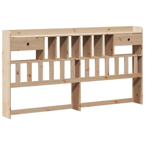 Seng med reol uden madras 200x200 cm massivt fyrretræ