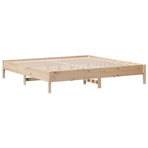 Seng med reol uden madras 200x200 cm massivt fyrretræ