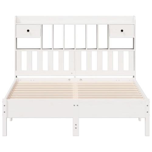 Seng med reol uden madras 140x200 cm massivt fyrretræ hvid