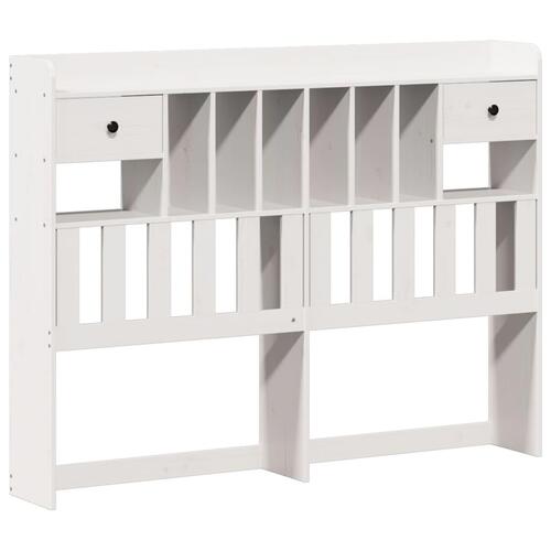 Seng med reol uden madras 135x190 cm massivt fyrretræ hvid