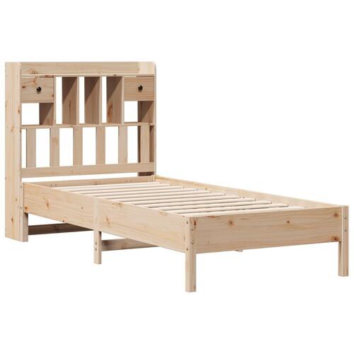Seng med reol uden madras 75x190 cm massivt fyrretræ