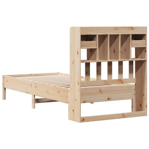 Seng med reol uden madras 75x190 cm massivt fyrretræ