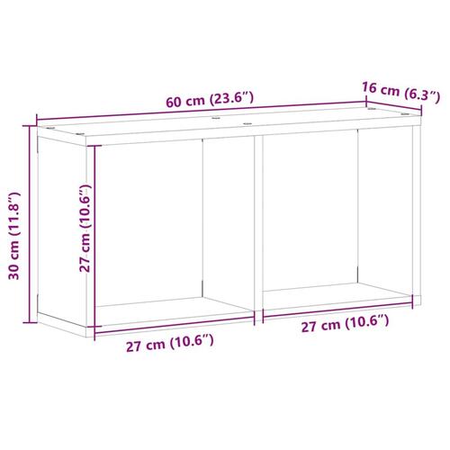 Vægskab 60x16x30 cm konstrueret træ sonoma-eg