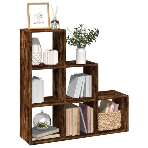 Bogreol/rumdeler 99x29x99cm 3 niveauer konstrueret træ røget eg