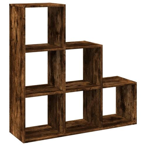 Bogreol/rumdeler 99x29x99cm 3 niveauer konstrueret træ røget eg