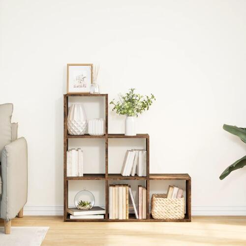Bogreol/rumdeler 99x29x99cm 3 niveauer konstrueret træ røget eg