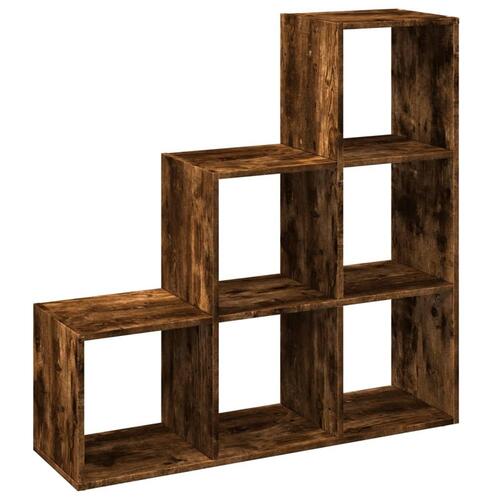 Bogreol/rumdeler 99x29x99cm 3 niveauer konstrueret træ røget eg