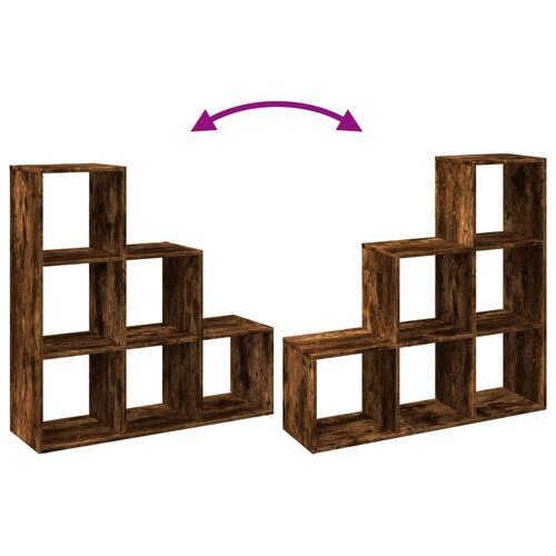 Bogreol/rumdeler 99x29x99cm 3 niveauer konstrueret træ røget eg