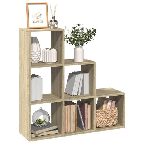 Bogreol/rumdeler 99x29x99cm 3niveauer konstrueret træ sonoma-eg