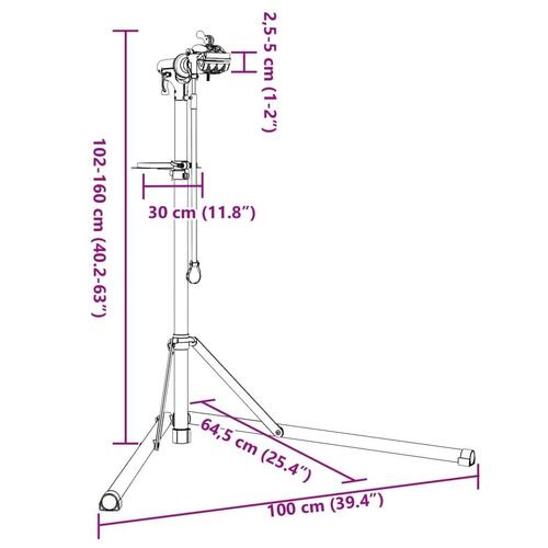 Reparationsstativ til cykler 102-160 cm foldbart aluminium