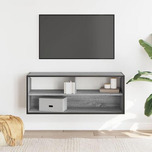 Tv-bord 100x31x39,5 cm konstrueret træ og metal grå sonoma-eg