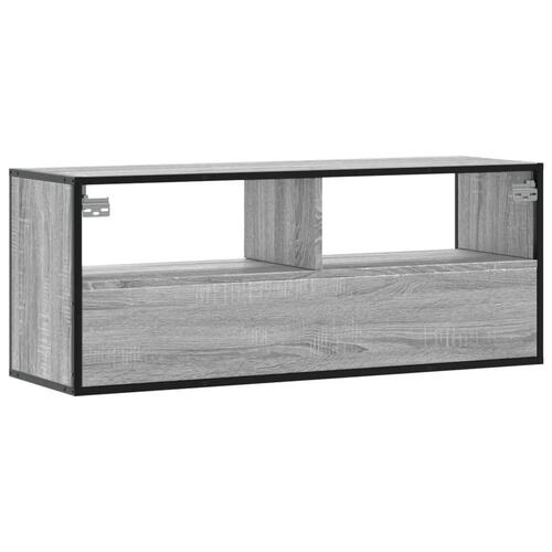 Tv-bord 100x31x39,5 cm konstrueret træ og metal grå sonoma-eg